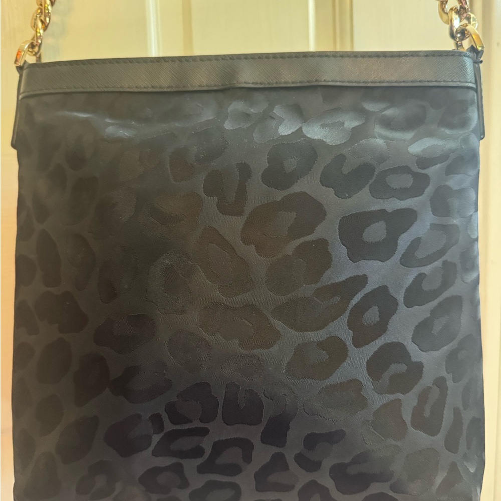 Michael Kors Morgan Leopard Nylon & Leather Medium Messenger Crossbody Bag - Picture 6 of 17